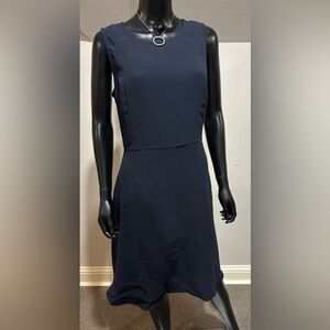 Talbots Navy Fit & Flare Sleeveless Lined Dress Excellent Cond Sz 12